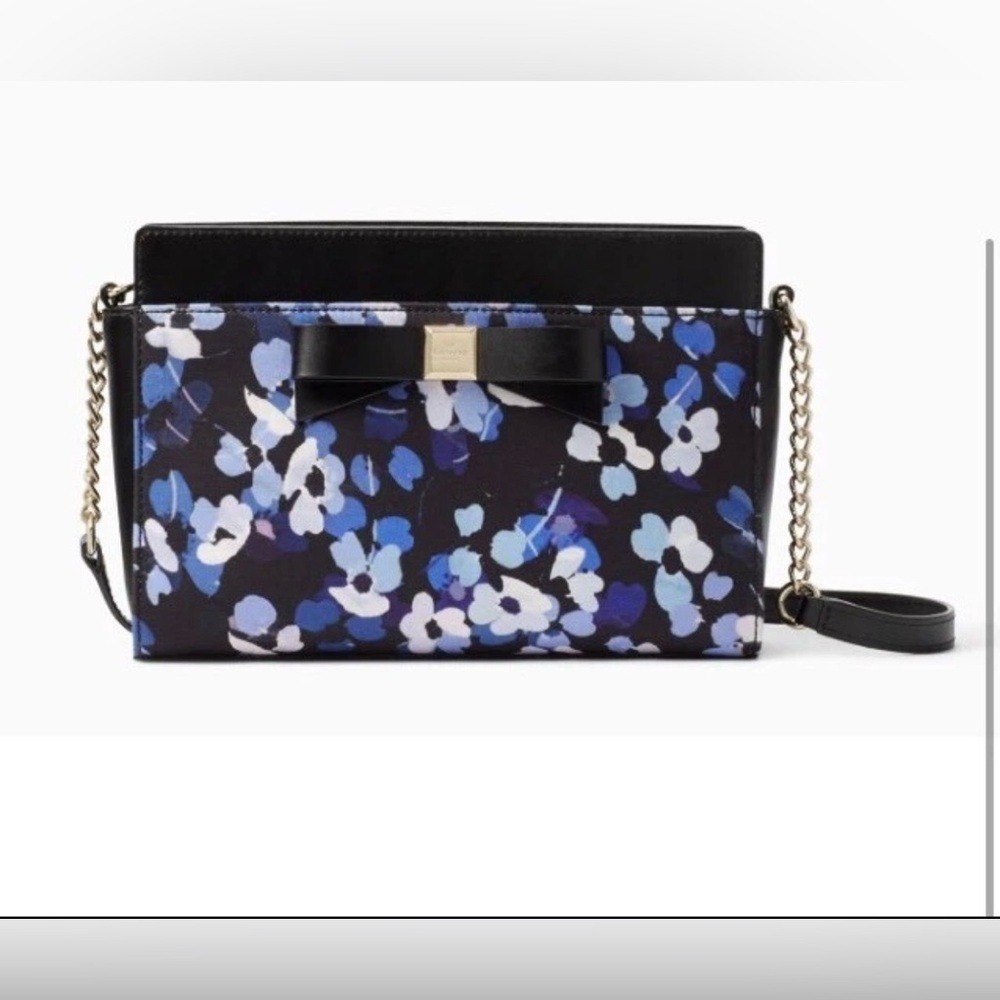 Kate Spade Montford Park Floral Angelica black and blue Crossbody Hydrangea
